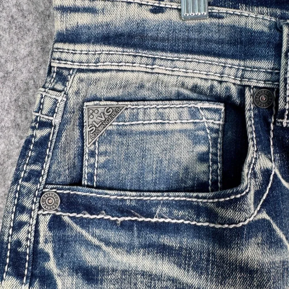 Salvage Anarchy Straight Relaxed Fit Jeans Mens 34R Blue
